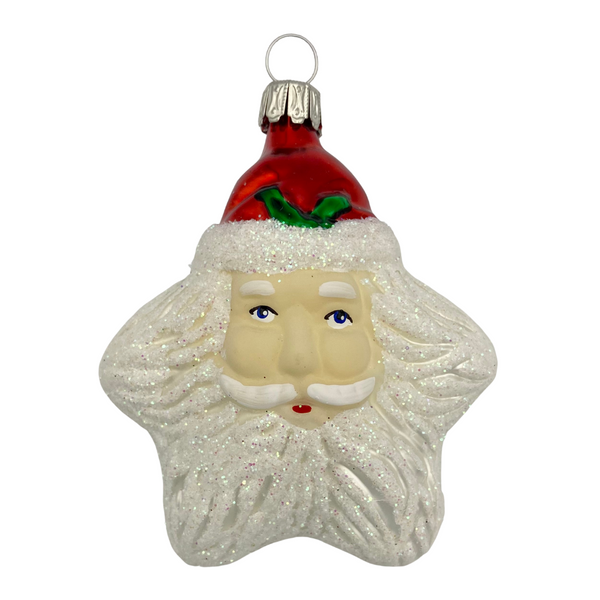 Santa Star Ornament, white face by Old German Christmas