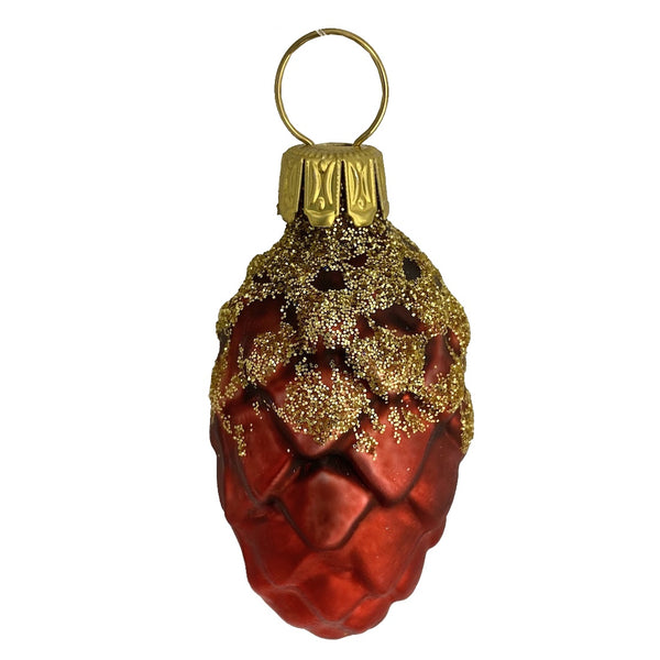 Pinecone, 2", brown and red by Old German Christmas