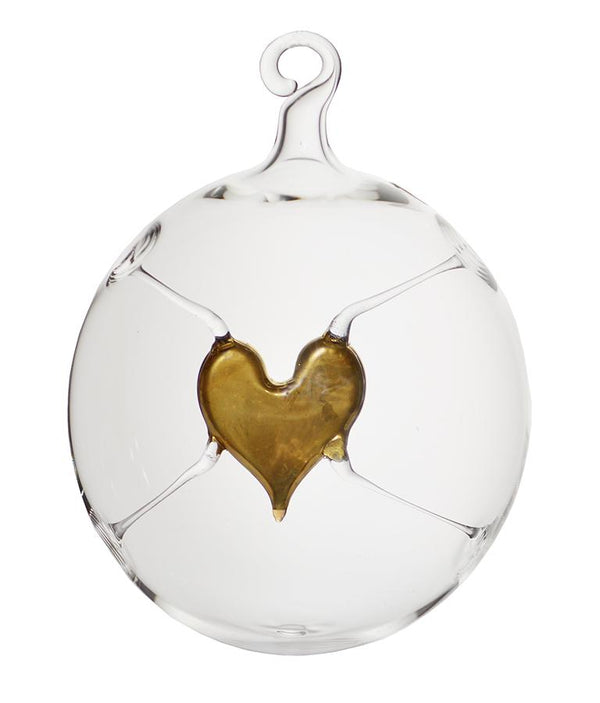 Suspended Gold Heart, Ornament by Greiner-Perth Glaskunst
