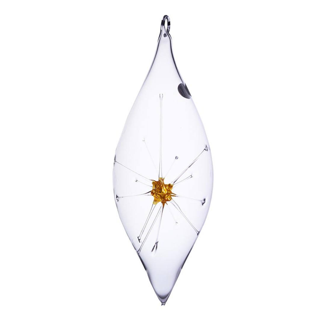 Starburst Small Olive Ornaments, Clear by Greiner-Perth Glaskunst