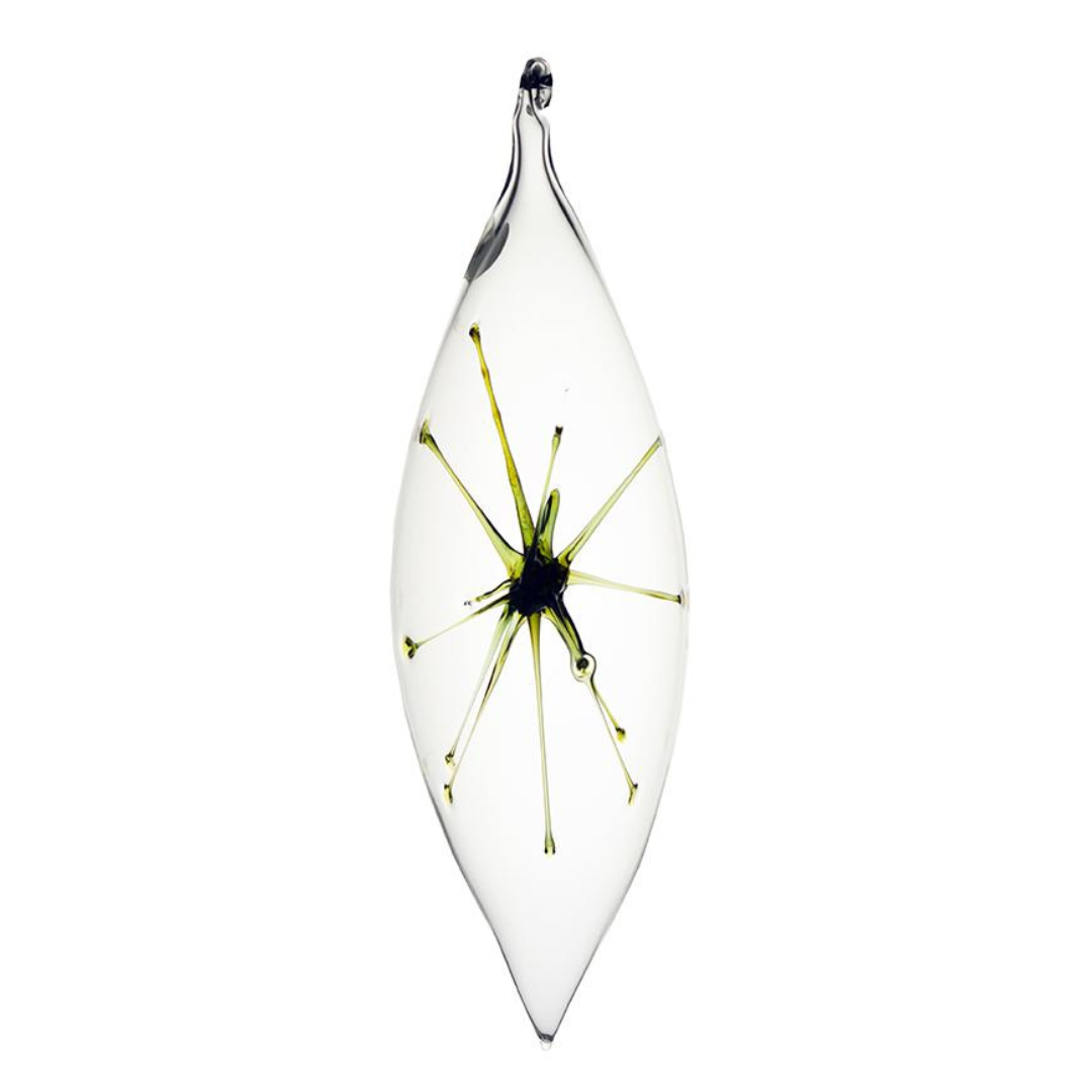 Starburst Small Olive Ornaments, Clear by Greiner-Perth Glaskunst