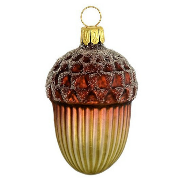 2.5" Green and Brown Acorn Ornament by Glas Bartholmes