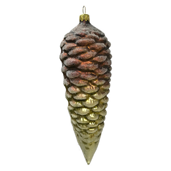 12 cm Pinecone, green and brown by Glas Bartholmes