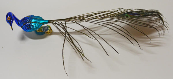 Small Peacock with Head Turned Ornament by Glas Bartholmes