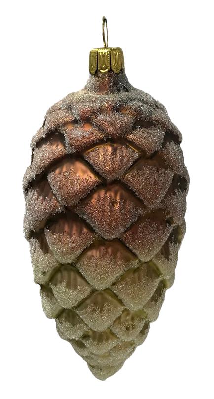 10 cm Pinecone, green and brown by Glas Bartholmes