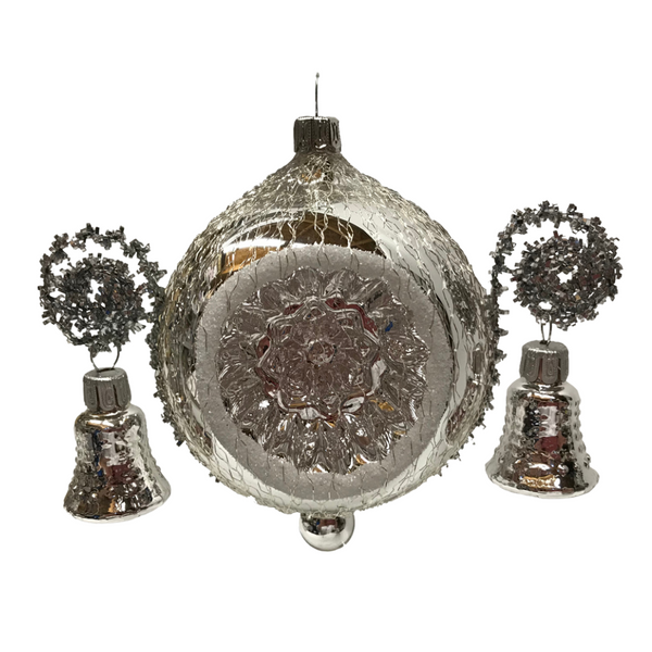 2 Bell Silver Fantasy Reflector Ornament by Glas Bartholmes