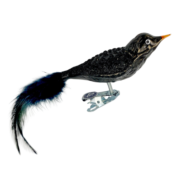 Waffle Pattern Bird, small, black by Glas Bartholmes