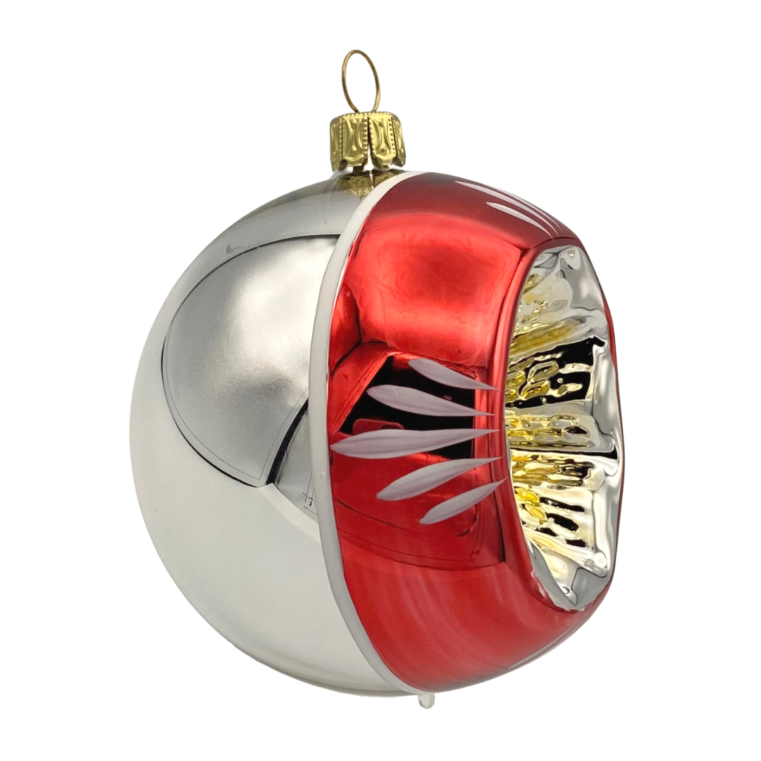 Reflector, 8cm with red rim and multi center by Glas Bartholmes