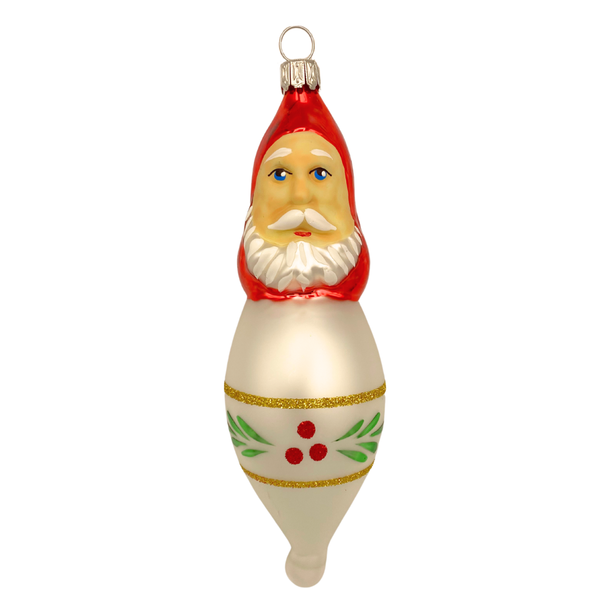 Santa Claus Head on red Olive Ornament by Glas Bartholmes