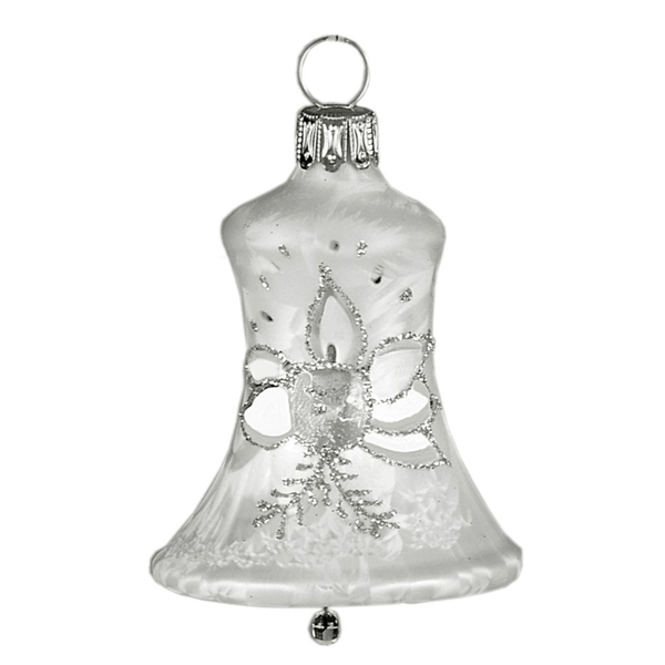 Ice white Bell with Candle Decoration Ornament by Glas Bartholmes