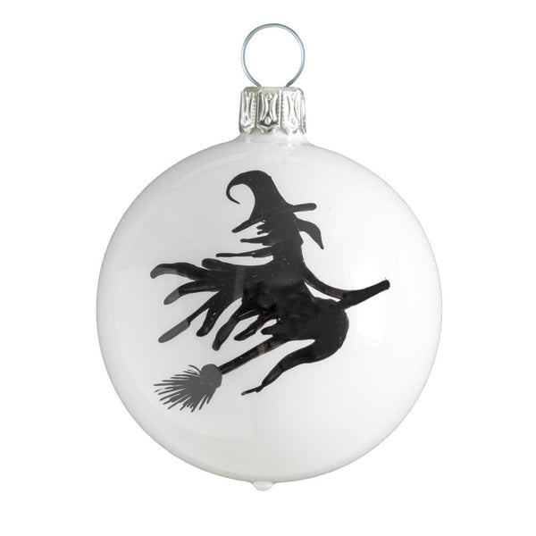 Halloween Ball with Witch Ornament, small by Glas Bartholmes