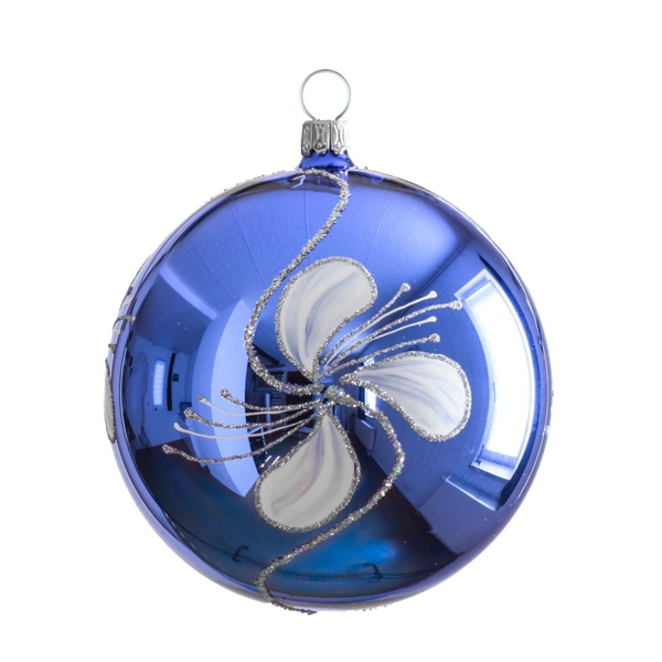 Orchid Twist Ball, shiny blue, large by Glas Bartholmes
