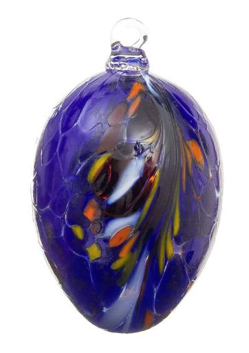 Mouthblown Glass Egg, Lapis Blue Ornament by Richard Mahr GmbH
