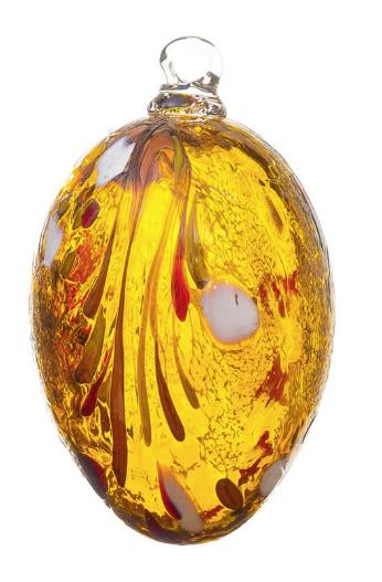 Mouthblown Glass Egg, Gold Topaz Ornament by Richard Mahr GmbH