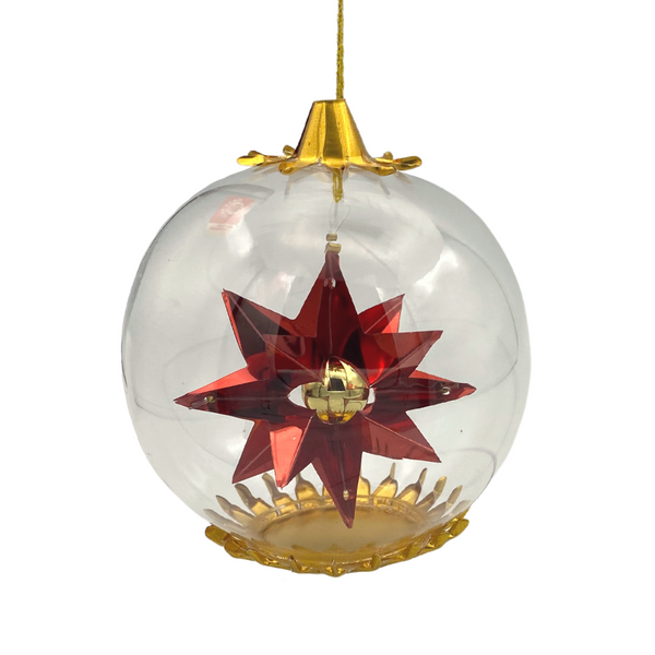 Star Foil Ornament, 6cm red with gold by Resl Lenz