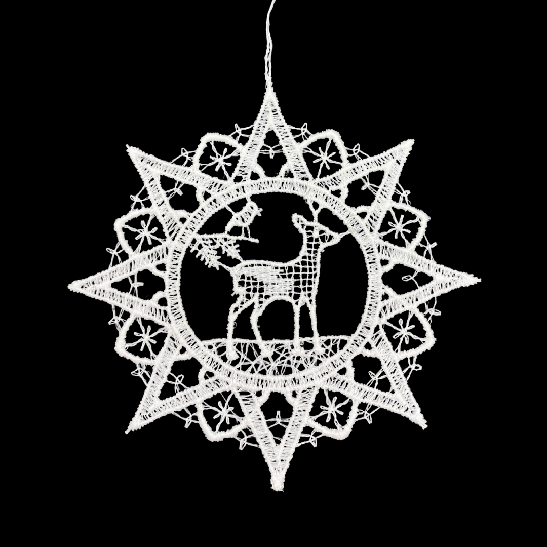 Star Frame Lace Ornament with Deer by StiVoTex Vogel