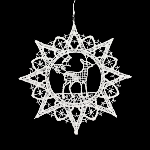 Lace Star Frame Ornament with Deer by StiVoTex Vogel