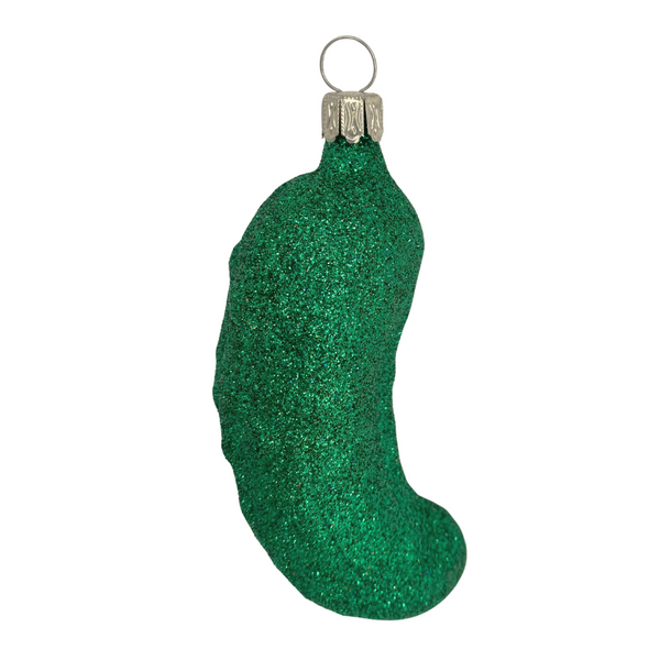 Pickle, 4", green glitter, by Old German Christmas