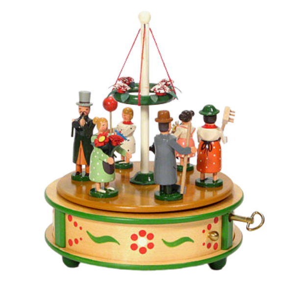 Maypole Celebration Music Box from the Erzgebirge