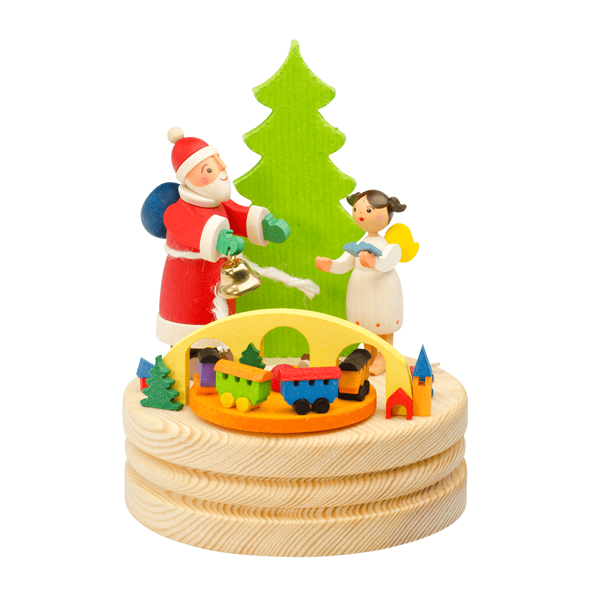 Wind-up Santa Claus with Angel Music Box by Graupner Holzminiaturen