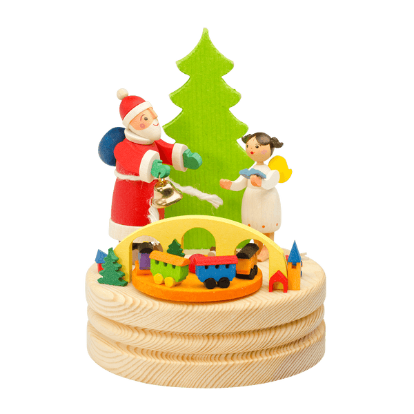 Wind-up Santa Claus with Angel Music Box by Graupner Holzminiaturen