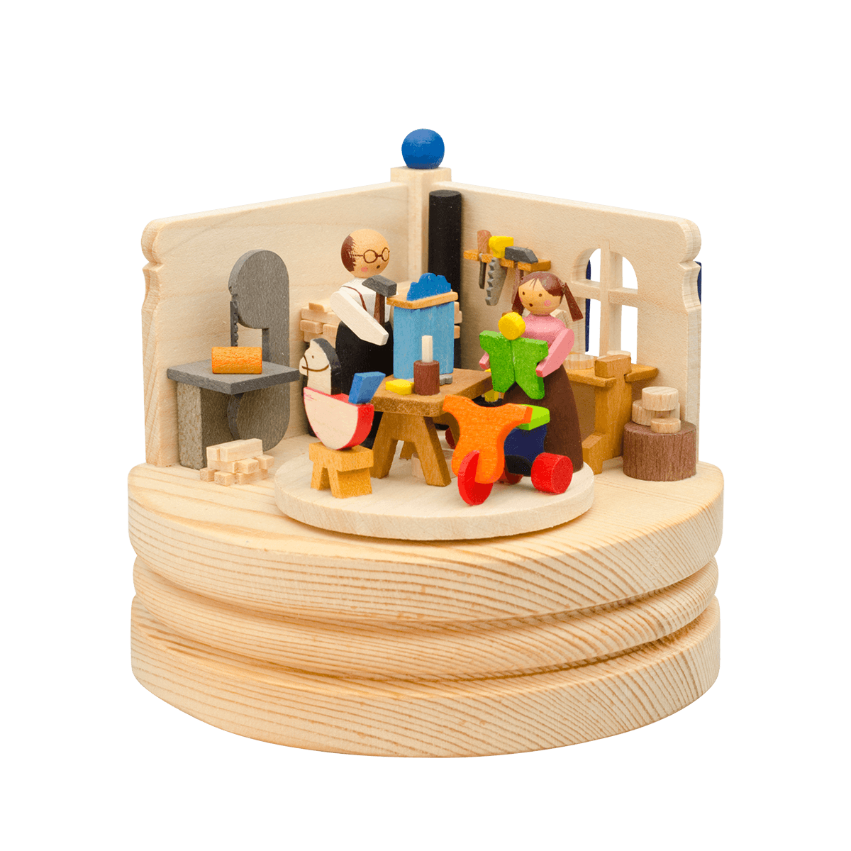 Wind-Up Toymaker's Workshop Music Box by Graupner Holzminiaturen in Crottendorf-Erzgebirge
