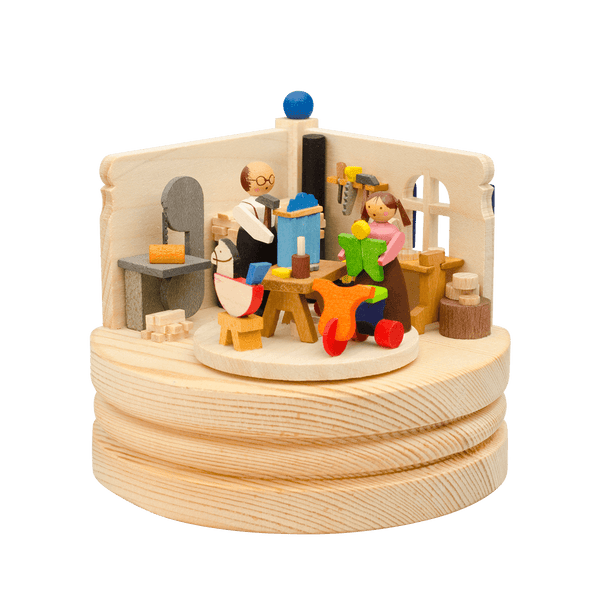 Wind-Up Toymaker's Workshop Music Box by Graupner Holzminiaturen in Crottendorf-Erzgebirge
