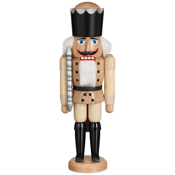 King Nutcracker, natural wood, 15.5" by Seiffener Volkskunst