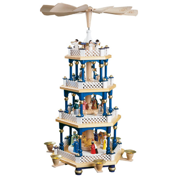 3 Tier Nativity in Blue, Pyramid by Richard Glasser GmbH