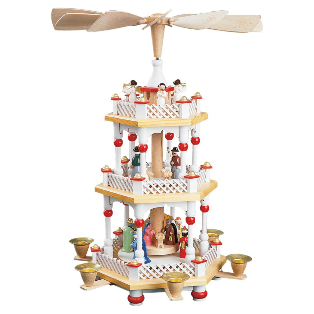 2 Tier Nativity in White, Pyramid by Richard Glasser GmbH