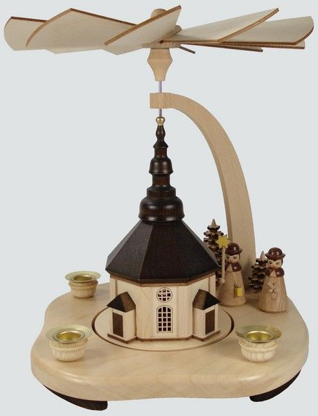 Pyramid with Seiffen Church by Kunstgewerbe Lenk und Sohn