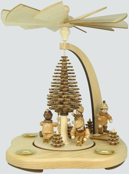 Pyramid with Layer Tree and Winter Sports by Kunstgewerbe Lenk und Sohn