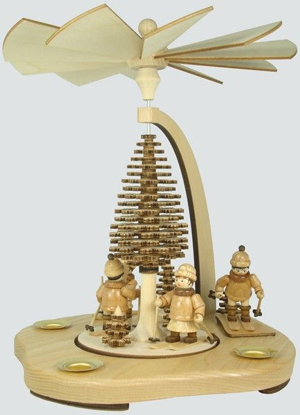 Pyramid with Layer Tree and Skiers by Kunstgewerbe Lenk und Sohn