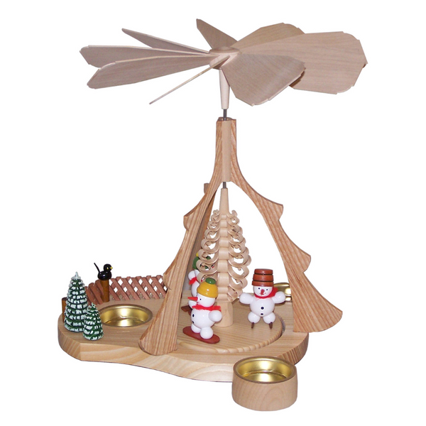 Snowman Motif Tealight Pyramid by Volker Zenker