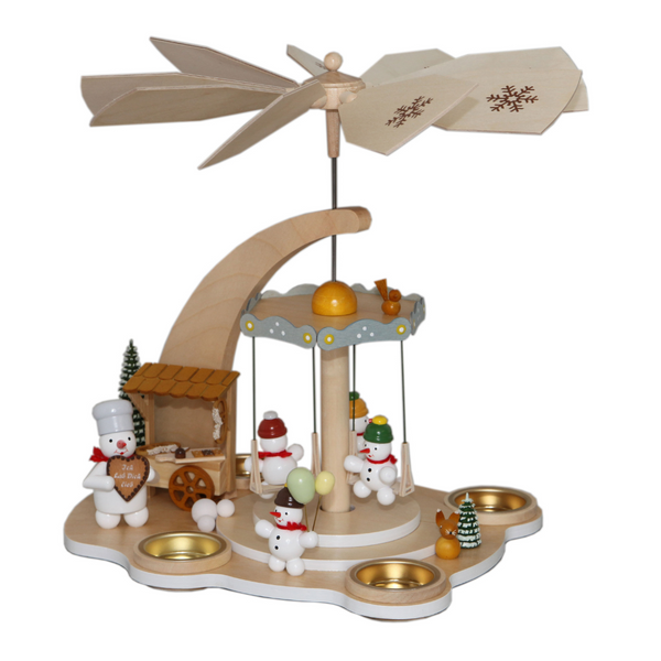 Snowman Carousel Motif Tealight Pyramid by Volker Zenker