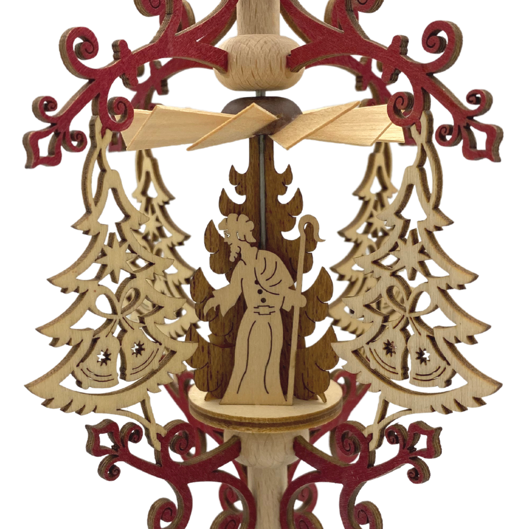Scroll and Tree Frame with Nativity, Hanging Pyramid by Harald Kreissl