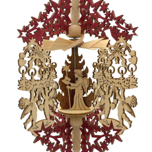 Stars and Advent Wreath Frame with Musical Angels, Hanging Pyramid by Harald Kreissl