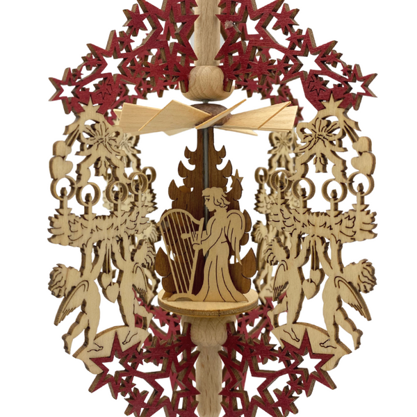 Stars and Advent Wreath Frame with Musical Angels, Hanging Pyramid by Harald Kreissl