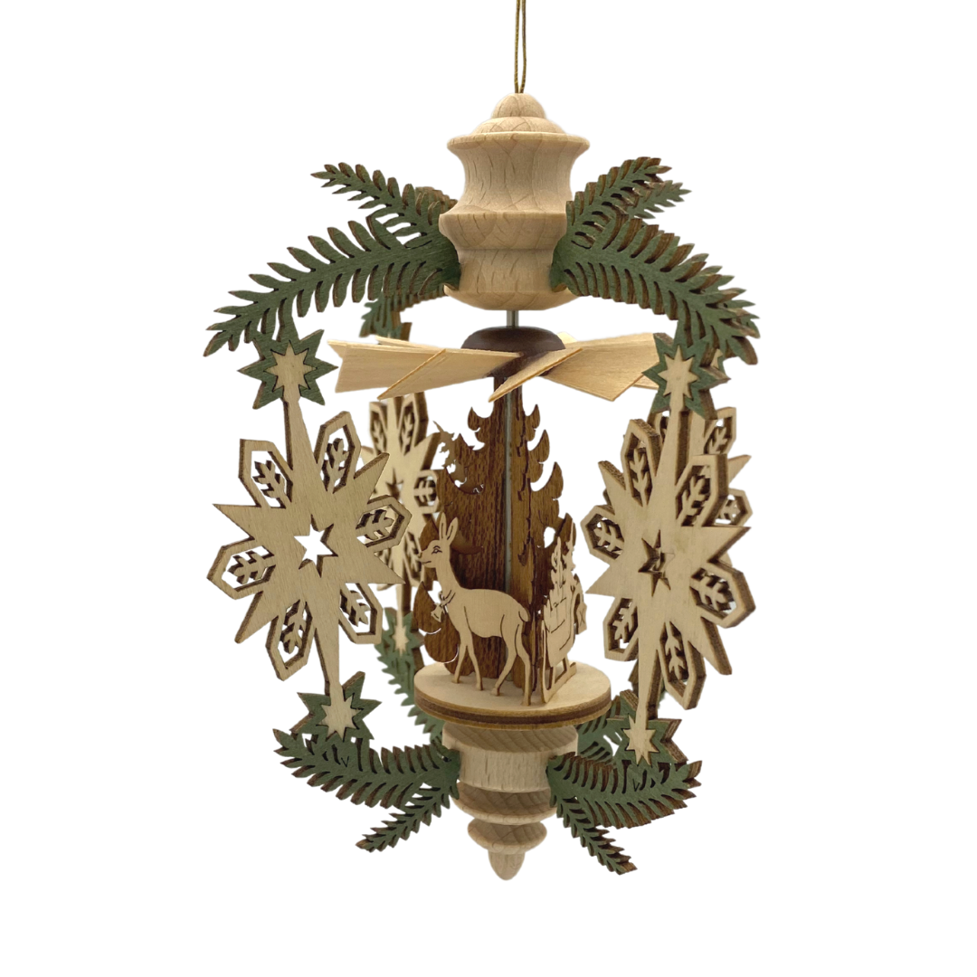 Snowstar Frame with Santa, Hanging Pyramid by Harald Kreissl
