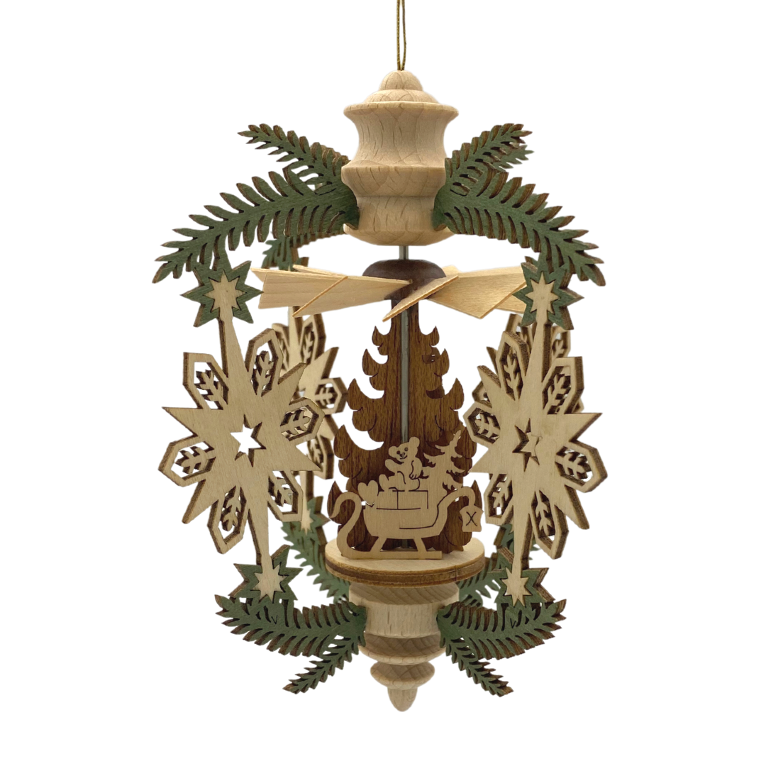 Snowstar Frame with Santa, Hanging Pyramid by Harald Kreissl