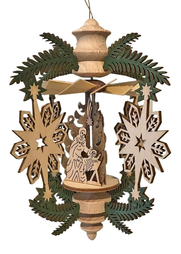 Snowstar Frame with Nativity Motif Pyramid Ornament by Harald Kreissl