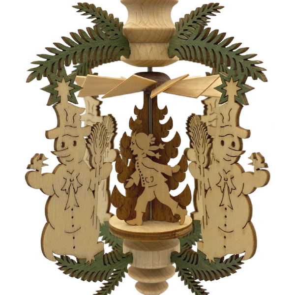 Snowman Frame with Children and Snowman Motif Pyramid Ornament by Harald Kreissl