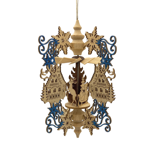 Hanging Pyramid Crystal / Forest House Santa Claus & Deer by Harald Kreissl