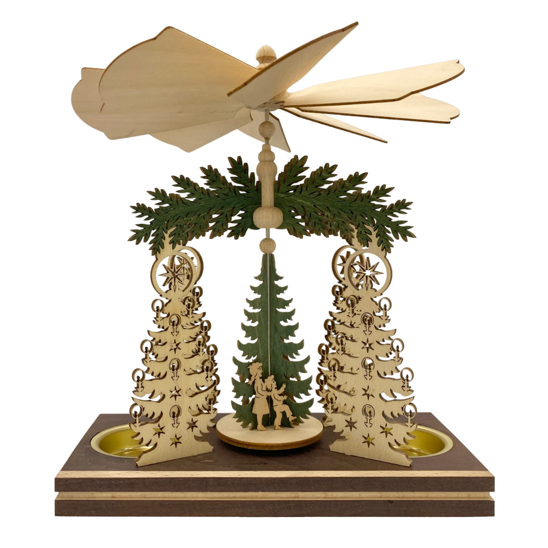 Christmas Tree Frame with Santa and Children Motif Tealight Pyramid by Harald Kreissl