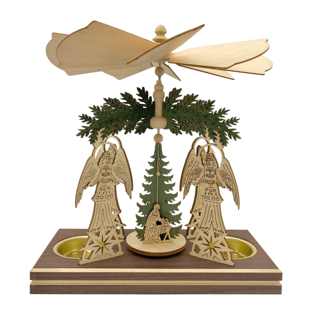 Angel Frame with Nativity Motif Tealight Pyramid by Harald Kreissl