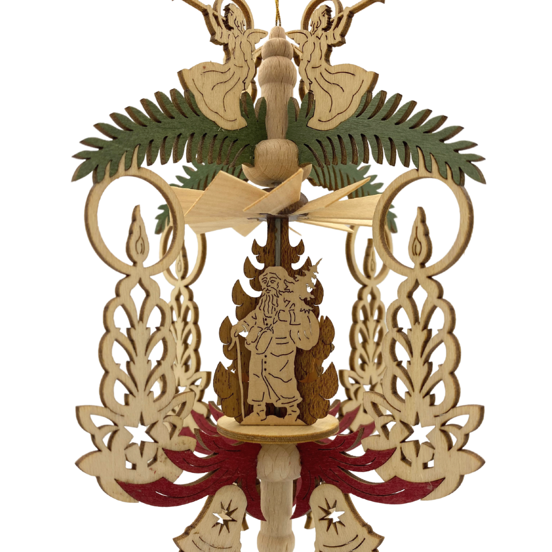 Ribbon Candle Frame with Santa Motif Pyramid Ornament by Harald Kreissl