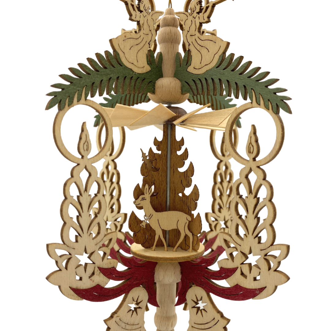 Ribbon Candle Frame with Santa Motif Pyramid Ornament by Harald Kreissl