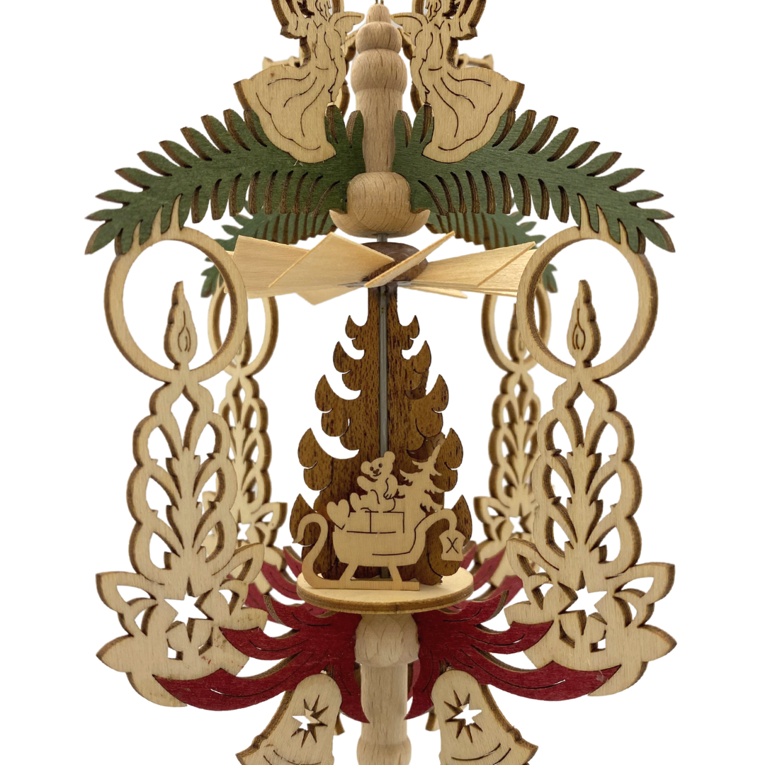 Ribbon Candle Frame with Santa Motif Pyramid Ornament by Harald Kreissl