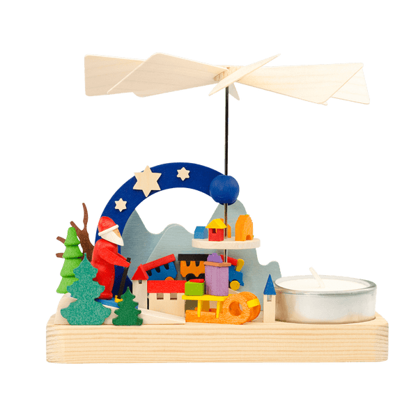 Santa Claus with Single Tealight, Pyramid by Graupner Holzminiaturen