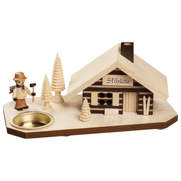 Ski Hut Smokehouse and Tea Light with Lumberjack by Taulin